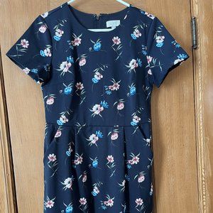 Loft A-line Floral Dress with Pockets, Size 6